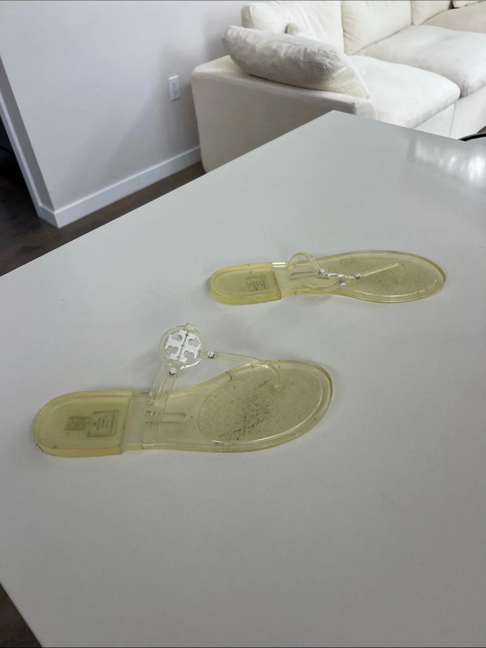 Tory Burch clear mini miller flip flops sandals 11